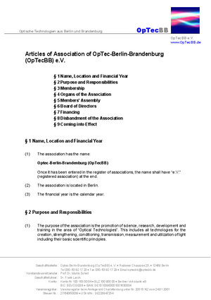 OpTecBB Satzung, Englisch